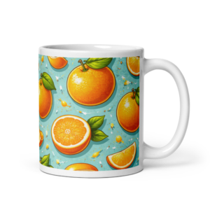 Mug Orange Fantaisie – design fruité répétitif